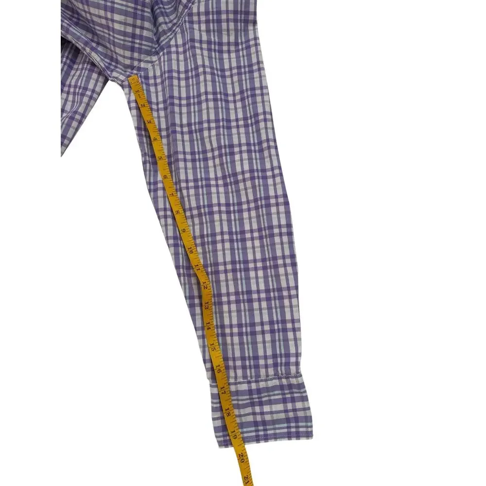 J.CREW Flex Washed Purple Green Plaid Slim Untucked Shirt Size Large Mens #BE213